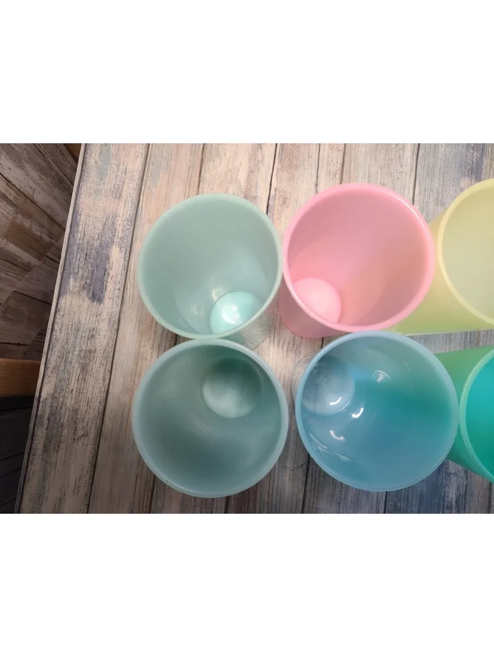 Six Vintage Tupperware Plastic Cups 16 Oz Pastel Colors Number 107
